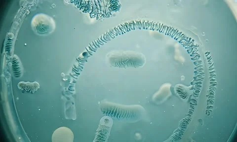 Bacteria Cell Splitting Microscopic Footage 4K Vídeo Stock 347105185