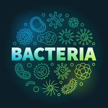 Bacteria circular vector colored outline illustration Stock Illustration