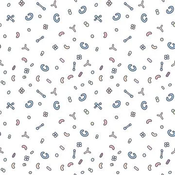 Bacteria color vector doodle simple seamless pattern Illustrazione stock