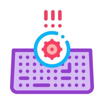 Bacteria on computer keyboard icon vector outline illustration Illustrazione stock