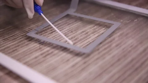 Bacteria detection of tabletop sampling on cutting board (5) Stock Footage 202153153
