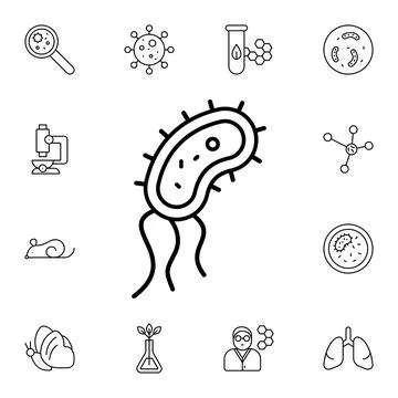 Bacteria flat vector icon in biology pack Stock Illustration