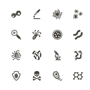 Bacteria - Flat Vector Icons Stock Illustration