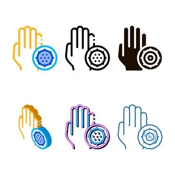 Bacteria germ and hand stylized vector sign thin line icon Stock Illustration