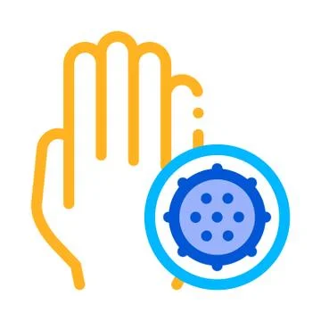 Bacteria Germ And Hand Vector Sign Thin Line Icon 스톡 일러스트