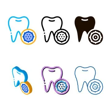 Bacteria germ and tooth vector edition thin line sign icon Stock Illustration