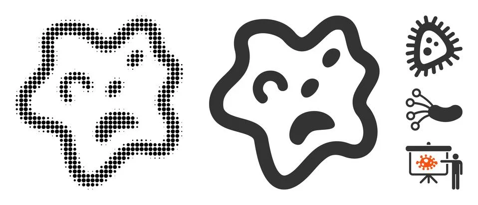 Bacteria Halftone and Solid Icon Stock Illustration
