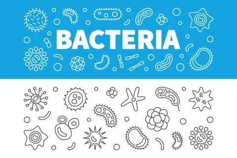 Bacteria horizontal banners set. Vector linear illustration Stock-Illustration