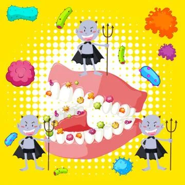 Bacteria in human mouth Illustrazione stock