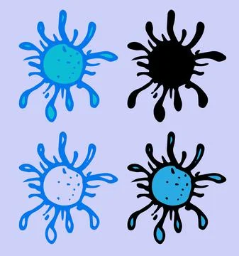 The bacteria icon is blue. the microbe has a round shape, hand-drawn in the Illustrazione stock