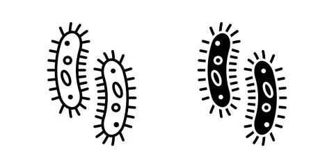 Bacteria icon collection in black, Line icons, flat symbols Stock Illustration