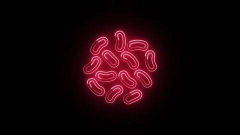 Bacteria Icon Isolated on Black Background, Microbe Neon Line Animation HD .. Stock-Footage 324634181