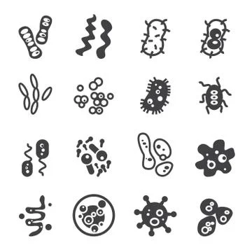 Bacteria icon set Illustrazione stock
