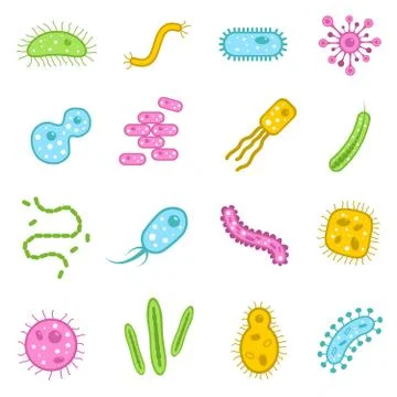 Bacteria icons set 库存插图