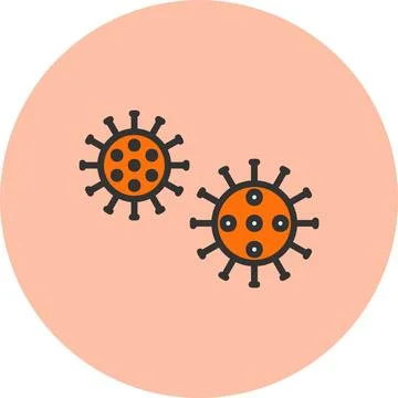 Bacteria Line Filled Circle Icon Stock Illustration