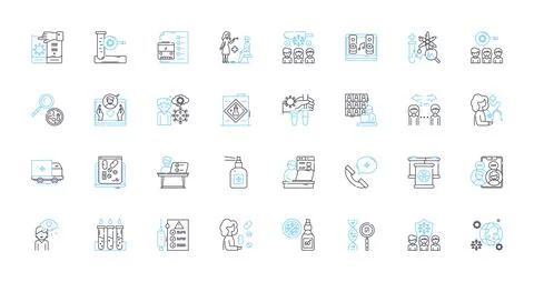 Bacteria linear icons set. Microbes, Pathogens, Prokaryotes, Germs Stock Illustration