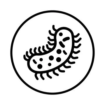 Bacteria, microbe, bug icon. Black vector illustration. Stockillustratie