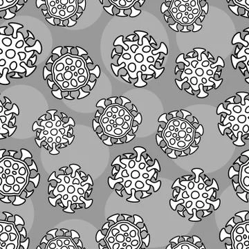 Bacteria, microbe, virus outline vector seamless pattern print Stockillustratie