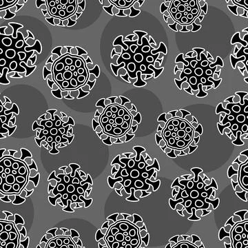 Bacteria, microbe, virus outline vector seamless pattern print Stock Illustration