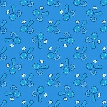 Bacteria Microorganisms vector blue seamless pattern Stock Illustration
