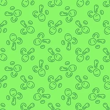Bacteria Microorganisms vector concept green line seamless pattern Stock Illustration