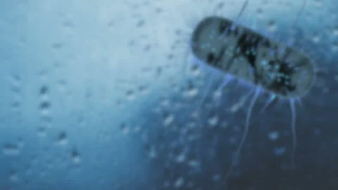 Bacteria in motion E. coli bacteria. beautiful 3d animation with a depth of Stock Footage 130797488