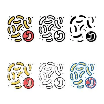 Bacteria or fungus of digestion system styles color icon vector Stock Illustration
