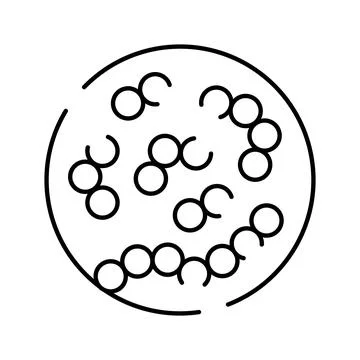 Bacteria or microbe cells growing in petri dish icon Stock Illustration