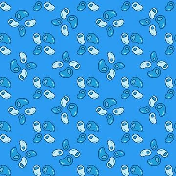 Bacteria or Microbes vector blue seamless pattern Stock Illustration