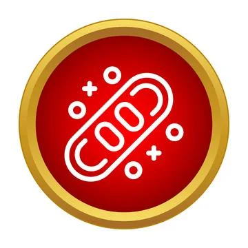 Bacteria or pathogen microorganism icon in red button Stock Illustration
