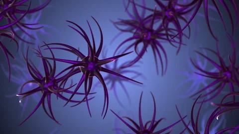 Bacteria or virus cell in spherical shape with long antennas Vídeo Stock 280752146