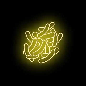 Bacteria or virus cells group neon light Illustrazione stock