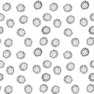 Bacteria or virus Seamless Pattern, Hand Drawn symbol background. Vector illu Stock Illustration