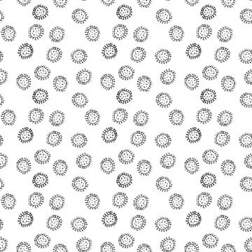 Bacteria or virus Seamless Pattern, Hand Drawn symbol background. Vector illu Stock Illustration
