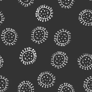 Bacteria or virus Seamless Pattern, Hand Drawn symbol background. Vector illu Stock Illustration