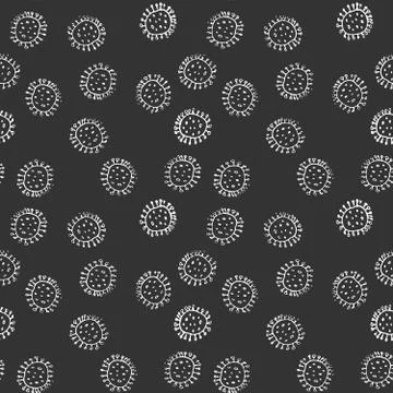 Bacteria or virus Seamless Pattern, Hand Drawn symbol background. Vector illu Stock Illustration