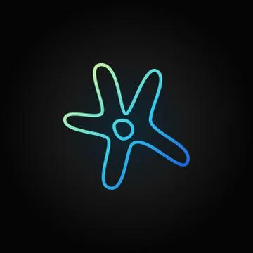 Bacteria outline vector blue icon on dark background Stock Illustration