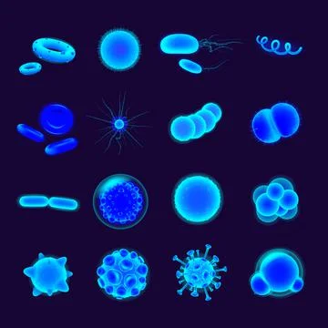 Bacteria realistic vector icons set Stock Illustration