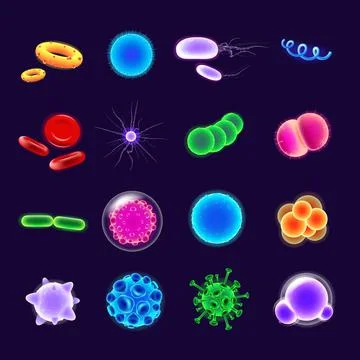 Bacteria realistic vector icons set Stock Illustration
