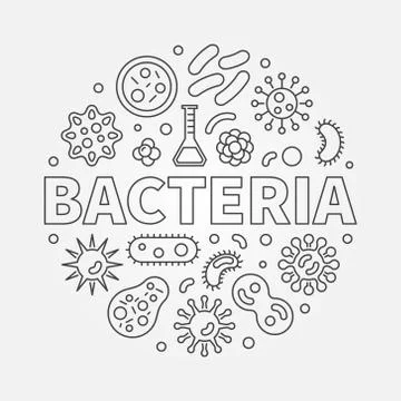 Bacteria round symbol made with different bacterias icons Stock Illustration