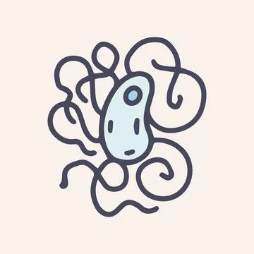 Bacteria salmonella color vector doodle icon design Stock Illustration