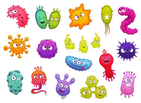 Bacteria, smiling pathogen microbes and viruses Stock Illustration