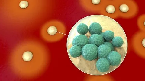 Bacteria Staphylococcus aureus, 3D illustration Illustrazione stock