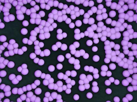 Bacteria Staphylococcus aureus on dark surface in 3D render. Ilustração Stock