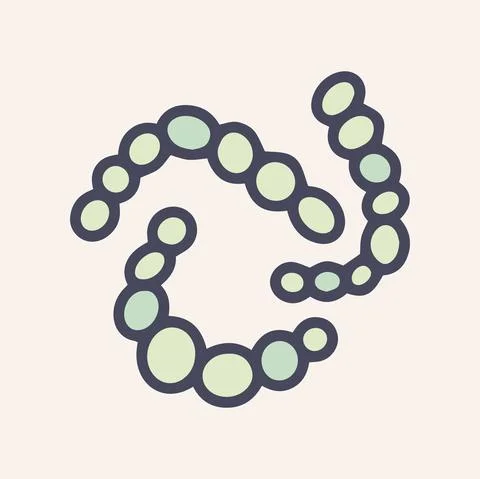 Bacteria streptococcus color vector doodle icon design Stock Illustration
