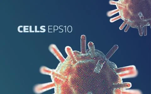 Bacteria under the microscope. Abstract digital bacterium. Microorganism rese Stock Illustration