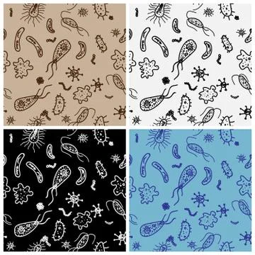 Bacteria under the microscope Stock Illustration