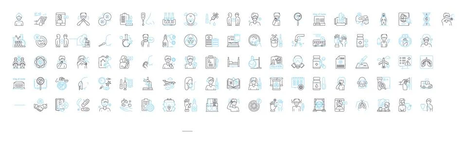 Bacteria vector line icons set. Bacterium, Microbe, Pathogen, Streptococcus Illustrazione stock