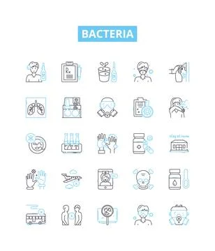 Bacteria vector line icons set. Bacterium, Microbe, Pathogen, Streptococcus Stock Illustration