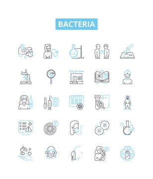 Bacteria vector line icons set. Bacterium, Microbe, Pathogen, Streptococcus Stock Illustration